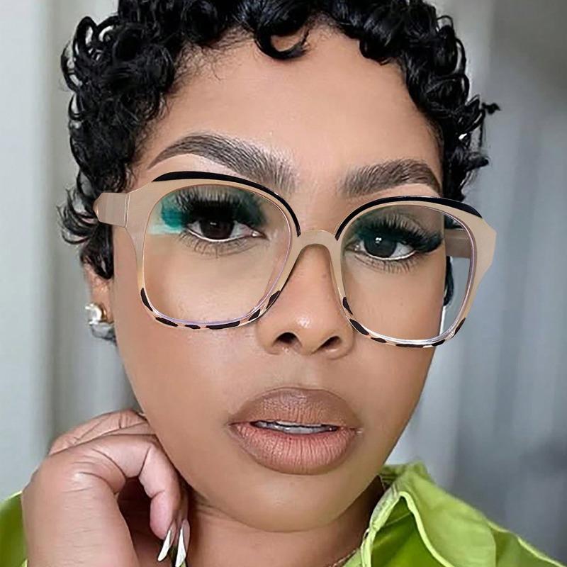 Fashion Large Frame Square Anti Blue Light Glasses Men Women Europe and America Piece Together Color Eyeglasses