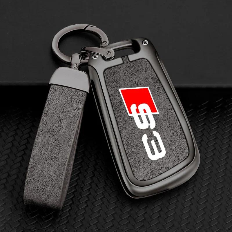 2026 Hot Zinc Alloy Leather Car Remote Control Key Case Cover Holder Shell For Qaz1 A3 8P 8V 8L S3 RS3 Custom LOGO Protected Keychain Bag