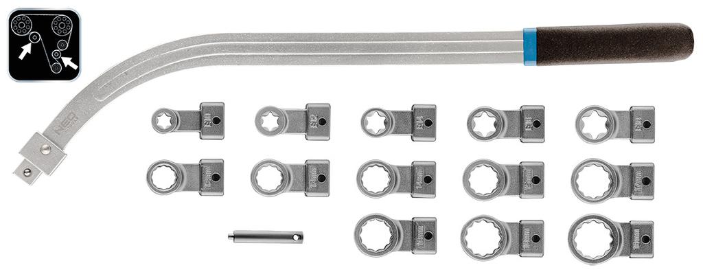 Spannrollen-Ausbauwerkzeug mit austauschbaren Spitzen - 14-teiliges Set