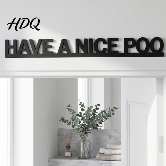 Toilet Decor for Bathroom Have A Nice Poo Door Sign Funny Wooden Over The Decorative Shelf Topper Minimalist Frame Corner Sign Home Restroom