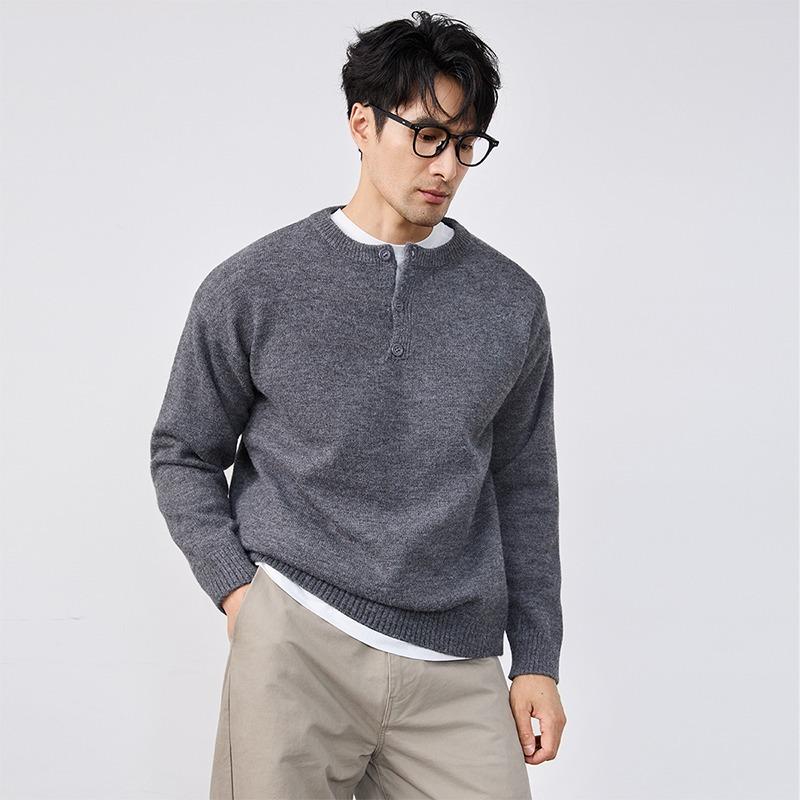 Autumn and Winter Crew Neck Sweater Fake Two Piece Contrasting Color Pullover Casual Men's Top