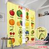 2pcs 2D Flat Printing Curtain Fruit Chart Learning Educational Polyester Without Electricity Birthday Party Use for Home Decor