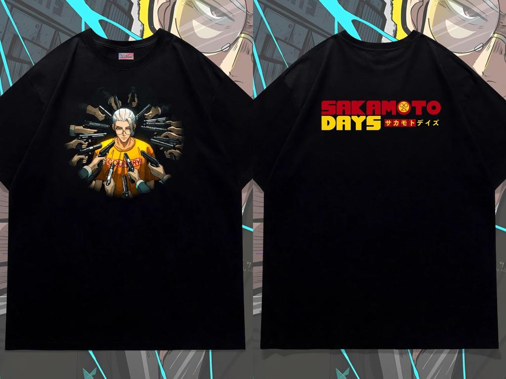 Japanese Anime Summer Men's T-shirt SAKAMOTO DAYS Oversized Tee Street Hip Hop Heavy Cotton Crew Neck Graphic Top Men's Clothing