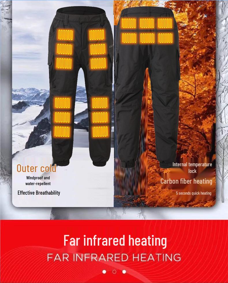 Unisex Multi-Zone Heated Winter Pants with Knee Warmers and Pockets