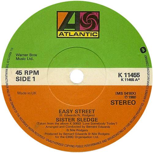 

7inch Record SISTER SLEDGE - Easy Street K11455 Atlantic 1980 UK Soul/Funk Used
