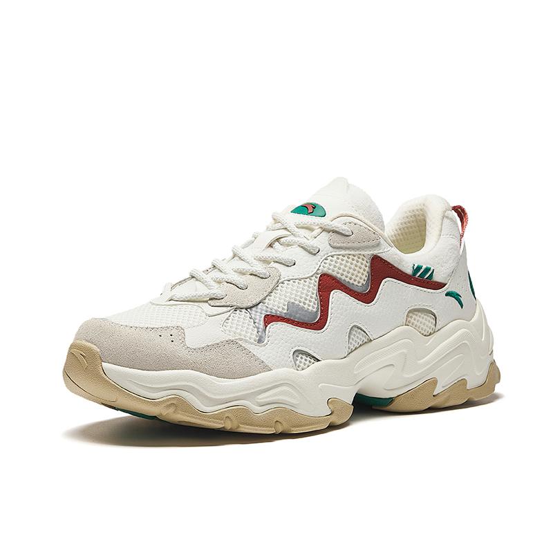 New Anta Life Collection Non-slip Wear-resistant Shock Absorption Low-Top Casual Shoes Men's White Red Green 912438837-7