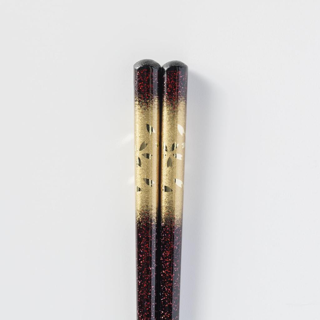 Wakasa Lacquer Rounded with Snowmelt Cherry Blossom Gold Natural Dishwasher Made in Item 264536 Chopsticks, Design, Finish, Wood, Safe, 21cm, Japan,