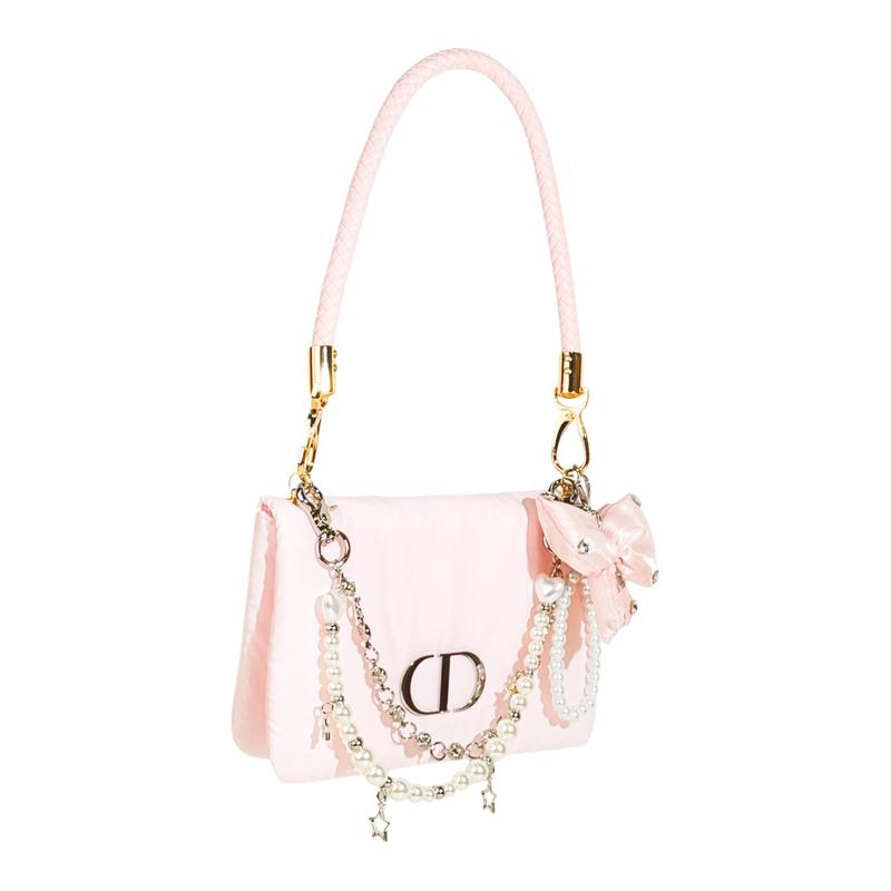 DIOR DIY Style Cosmetic Bag Pink Mist Sweetheart Niche High-end Cute Versatile Atmosphere Trendy Sweet Fashion Simple Classic Exquisite New Hot