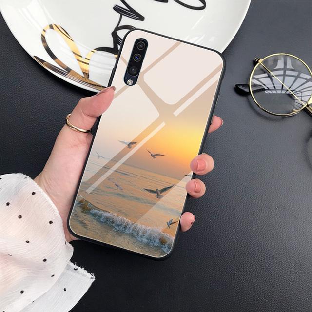 

Чехол для телефона с пейзажем восхода солнца для Samsung Galaxy A52 A70 A71 A73 A53 A13 5g A03 A72 A22 A21s A03 Core A42, чехол из закаленного стекла For Samsung A01 Core