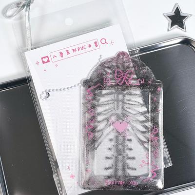Pixel Style Kpop Photocard Holder Id Badge Holder Student Bus Card Protective Photo Sleeves  Bowknot Photo Card Holder