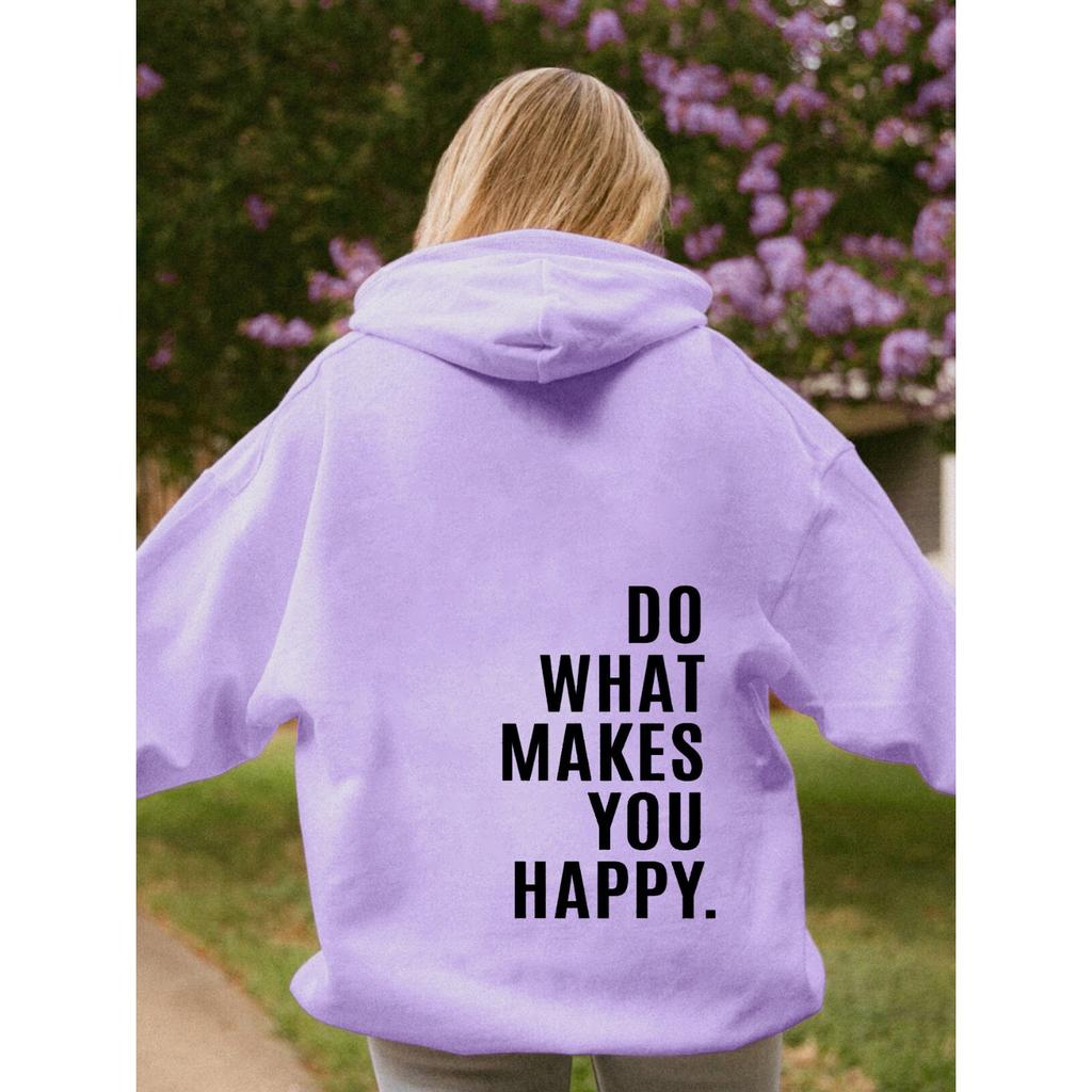 Sweat à capuche pour femme à manches longues, coupe ample, avec motif lettre graphique, pull décontracté