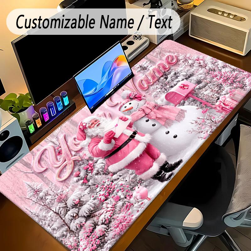 Winter Theme Personalized Mouse Pad Custom Name Text Non Slip Desk Pad For Laptop Office Desktop