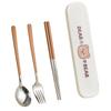 304 Stainless Steel Cartoon Cutlery Set with Case Kids Fork Spoon Portable Cutlery Travel Tableware Reusable Flatware