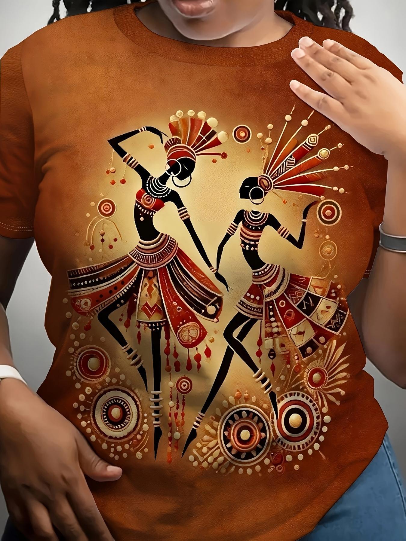 

[Printed Design- No Texture] Exclusive for Plus-Size Women! African Ethnic Dance Print with Geometric Patterns. Embellishments. And More. Retro Cultur XL дубильная кора