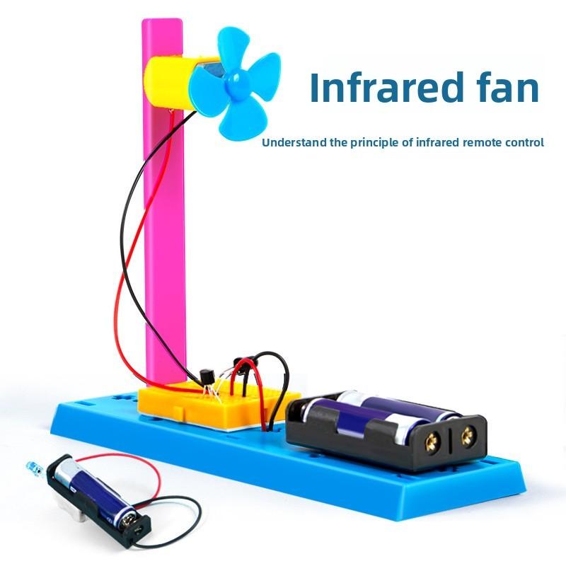Simulated Infrared Remote Control Fan Model Assembly Set Children Puzzle Toy For Kids Learning And Stem Development