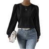 Haut chemise ample tendance pour femme, col rond, manches longues, couleur