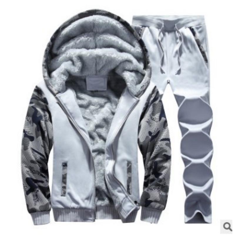 

Мужской худи с длинным рукавом на флисовой подкладке и набор джоггеров больших размеров 6XL светло-серый