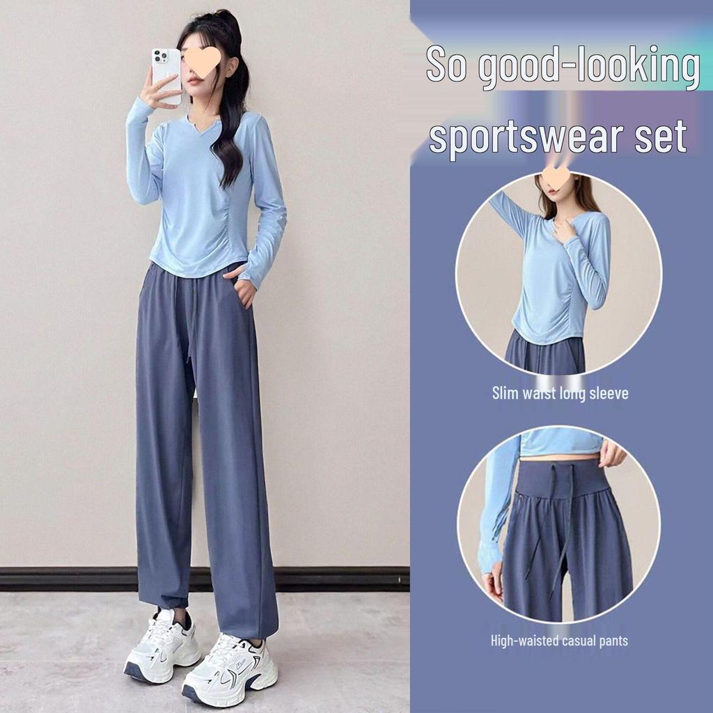 Women's Autumn 2026 Sportswear Set: Fashionable Morning Run Yoga Top and Cycling Fitness Pants