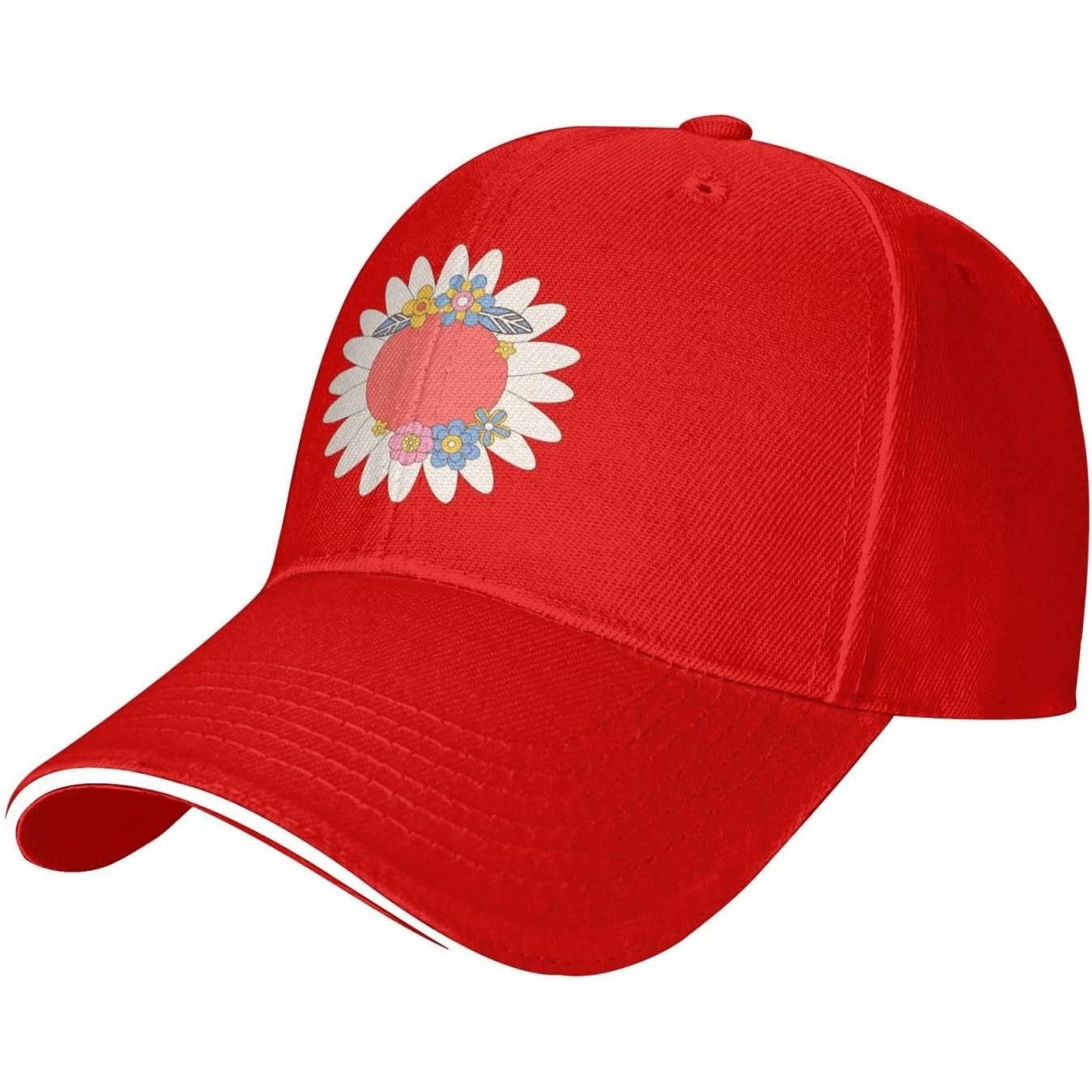 Daisy Flower Retro Sun Graphic Baseball Cap Polyester Adjustable Casual Golf Hat for Adults Adjustable