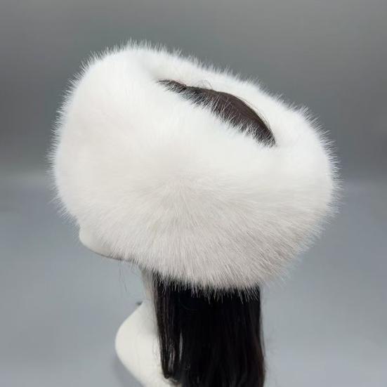 Winter Hat Hollow Top Design Wide Brim Plush Hat Solid Color Outdoor Activities Cycling Travel Insulated Headgear