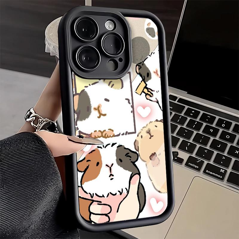 Phone Case for iPhone 17 Air 16E 15 16 Pro Max Cartoon Cute Hamster Cover 14 Plus 13 12 Mini Soft Shell Silicone Fundas