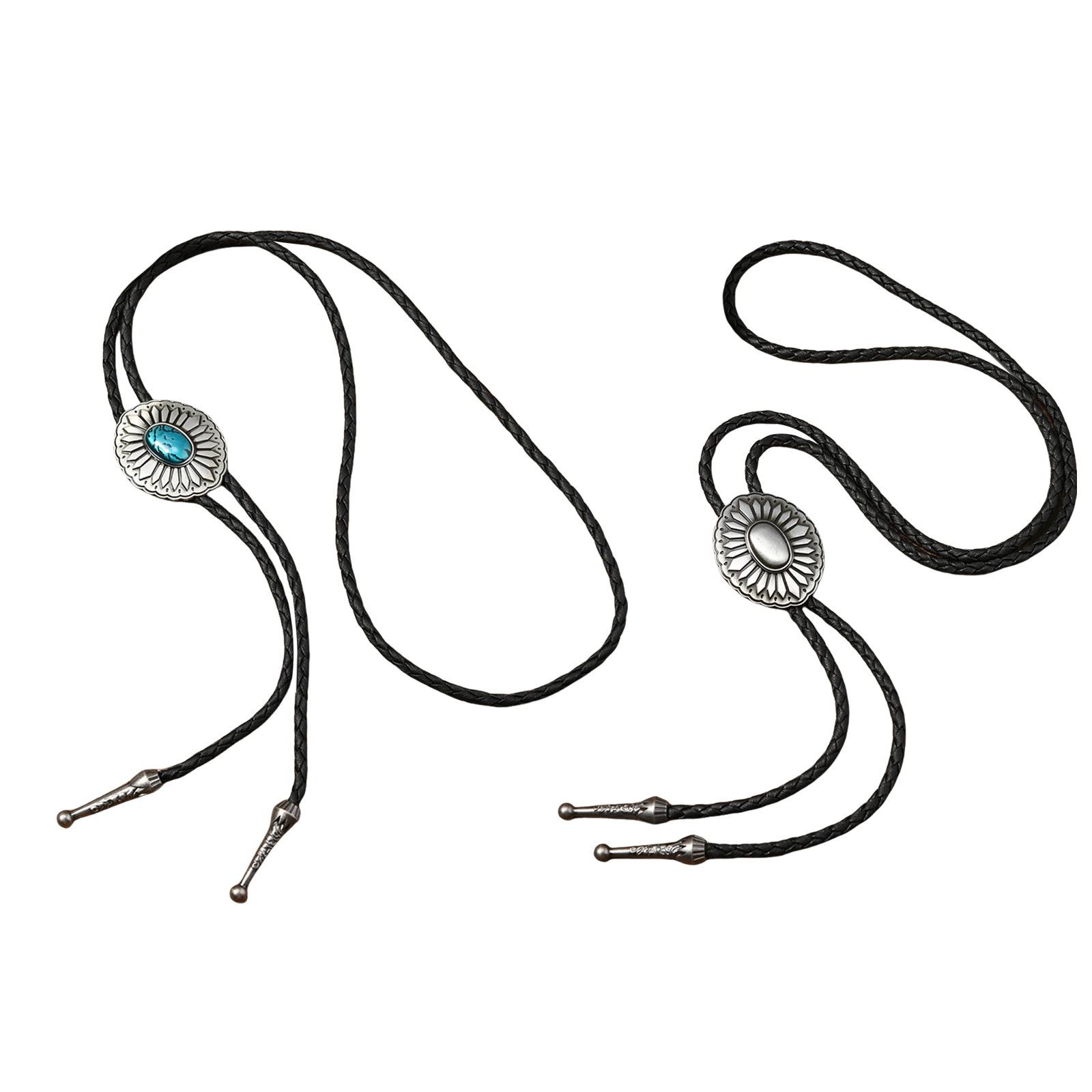 

Мужской западный регулируемый галстук-боло с металлическим цветком, плетеный кожаный шнурок, галстук, цепочка для воротника рубашки, ювелирное украшение, ожерелье C