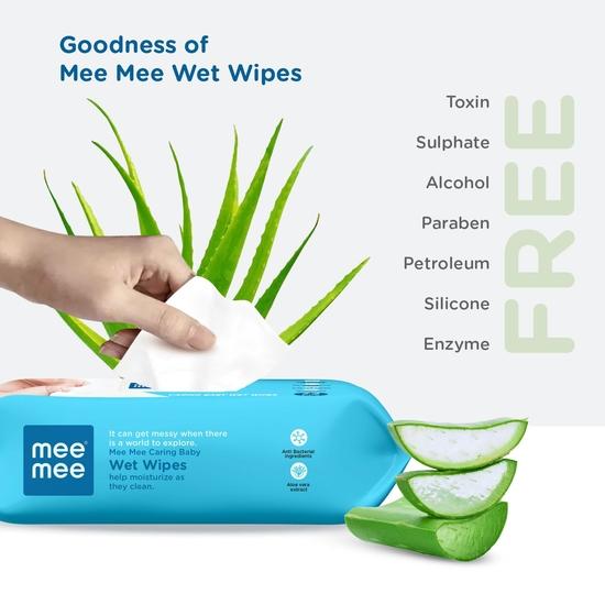 Mee Mee Soft Gentle Baby Wet Wipes (72 Wipes) Pack of 6 | Infused with Aloe Vera and Vitamin E | Paraben & Sulfate Free