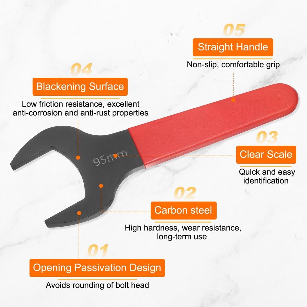 Uxcell 95mm Single 15 Degree Offset Small Flat Head Blackening Wrench with Red Suitable for Auto Repair and Furniture Assembly Open-End Wrench,