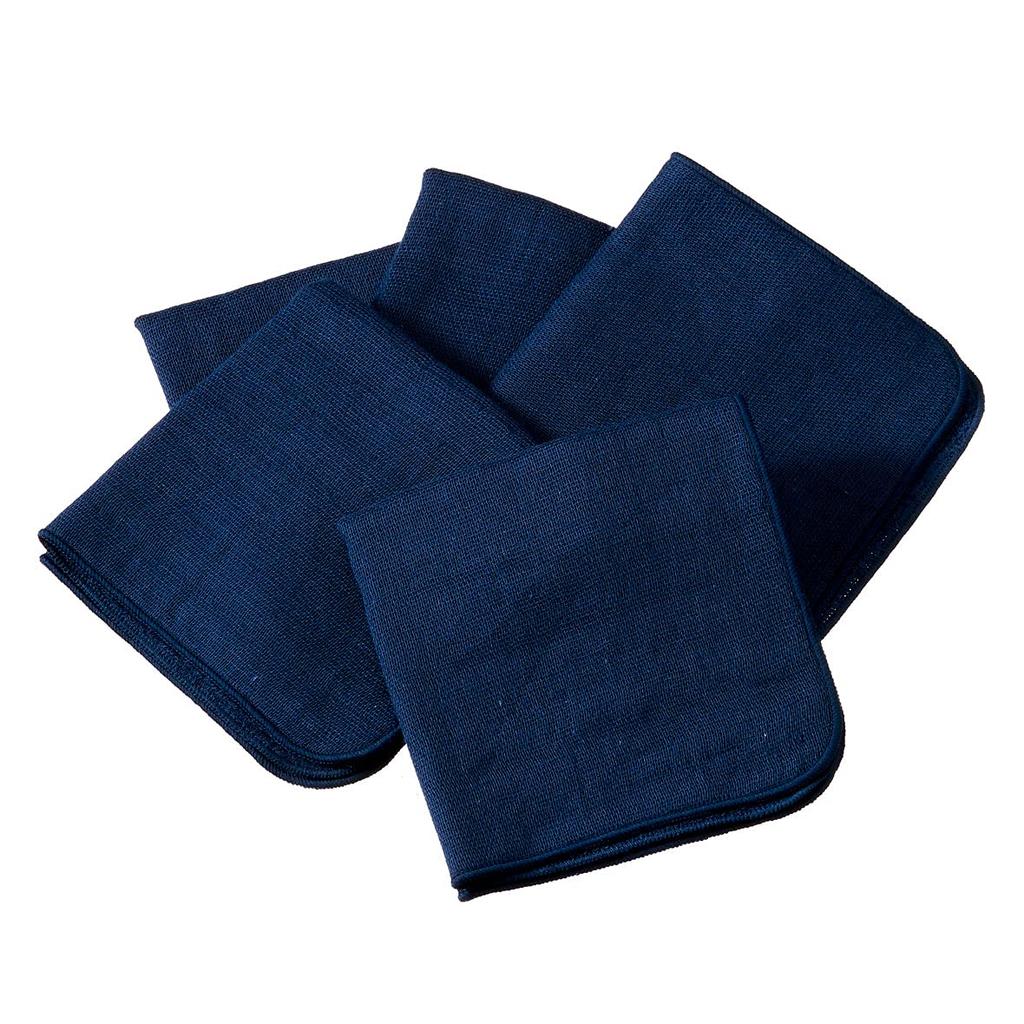 Set of 5 Gauze Made In Senshu Towel 23 X Navy Handkerchiefs, Japan, (Approx. 23cm),