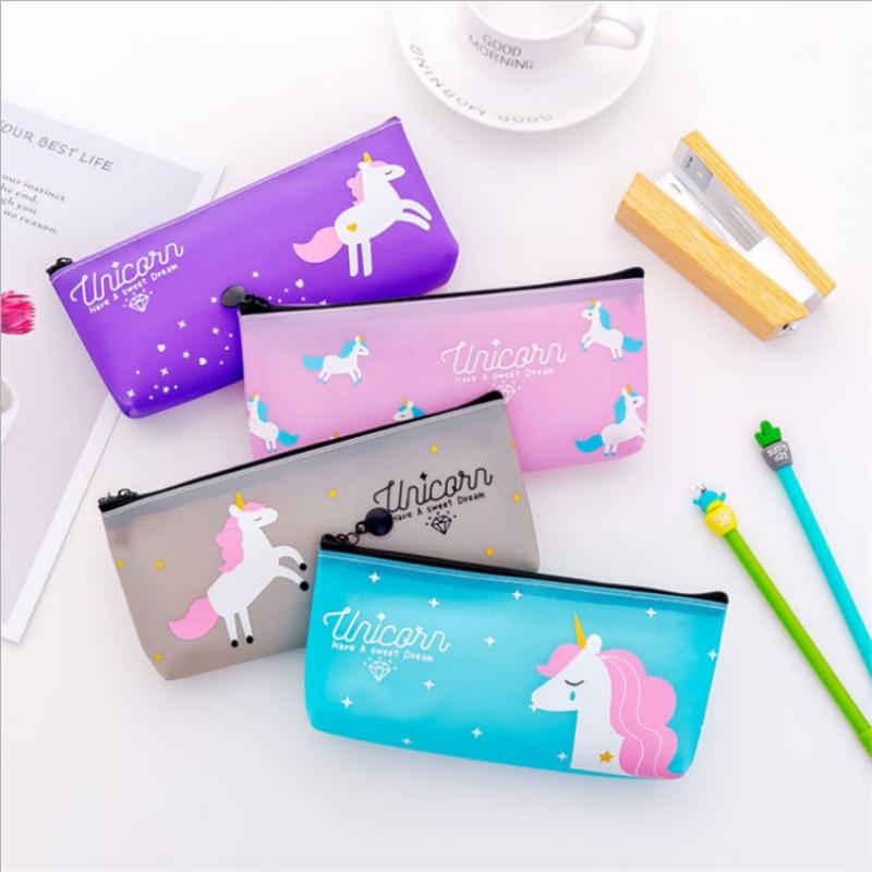 PVC jelly glue cute pencil bag Simple small large capacity stationery bag student school supplies storage bag pen case gifts
