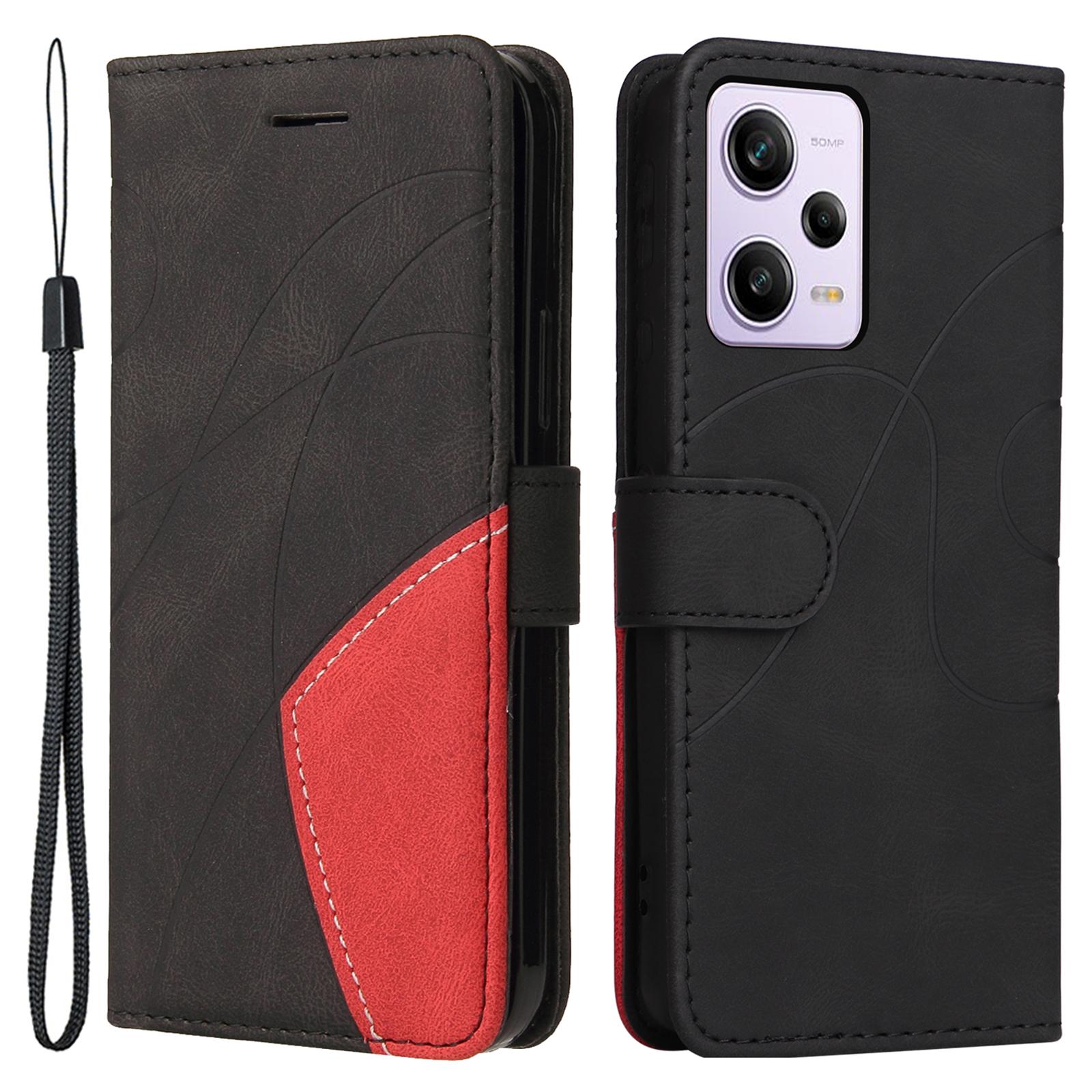 

For Xiaomi Redmi Note 12 Pro 5G/Note 12 Pro Speed 5G/Poco X5 Pro 5G Cell Leather Case Wallet Stand Color Splicing Phone Cover Black