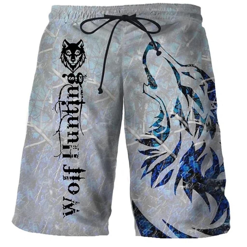 Cool Tiger Wolf Summer Shorts Comfortable Surfboard Hawaiian Beach Shorts Quick Dry Sports Shorts Men's Beach Shorts Boys