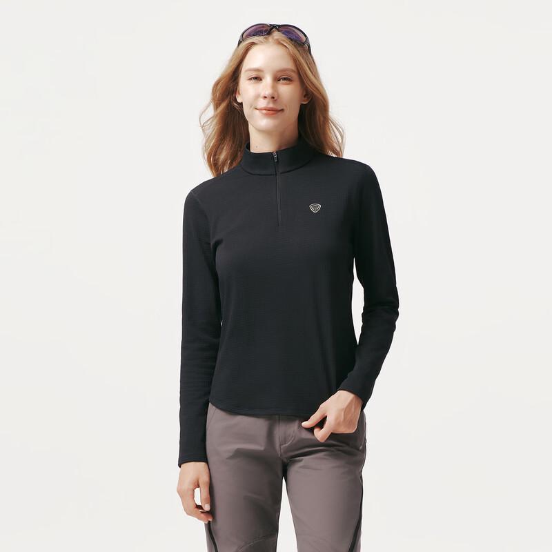 Tanbor Women's Half-Zip Stand Collar Thermal Long-Sleeve Top