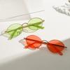 Glasses 95112 Oval Color Lenses Small Frame Rap With Sunglasses Women'S Sunglasses Men
