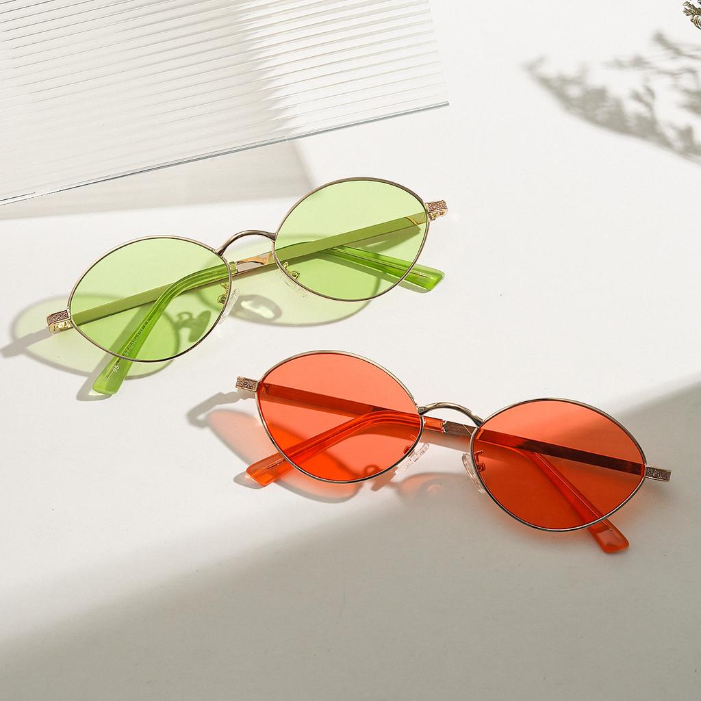 Glasses 95112 Oval Color Lenses Small Frame Rap With Sunglasses Women'S Sunglasses Men