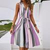 Women's Summer Fashion Solid Color V-Neck Wooden Ears Waist Waist Vacation Casual Dress