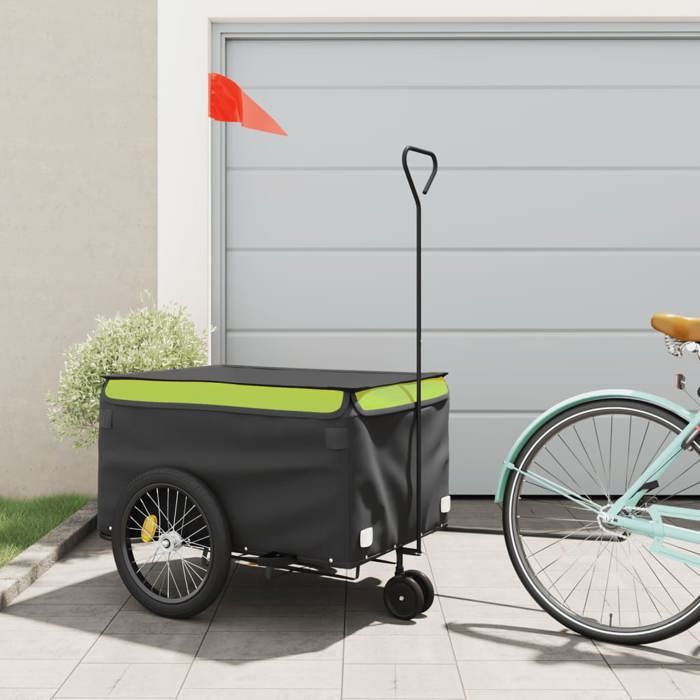 VidaXL Remorque de vélo noir et vert 45 kg fer 94116