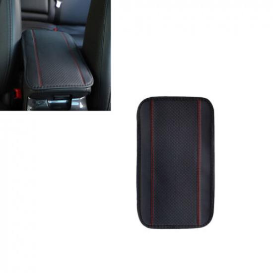 PU Leather Car Armrest Cover Pad Center Console Box Cushion Mat red line