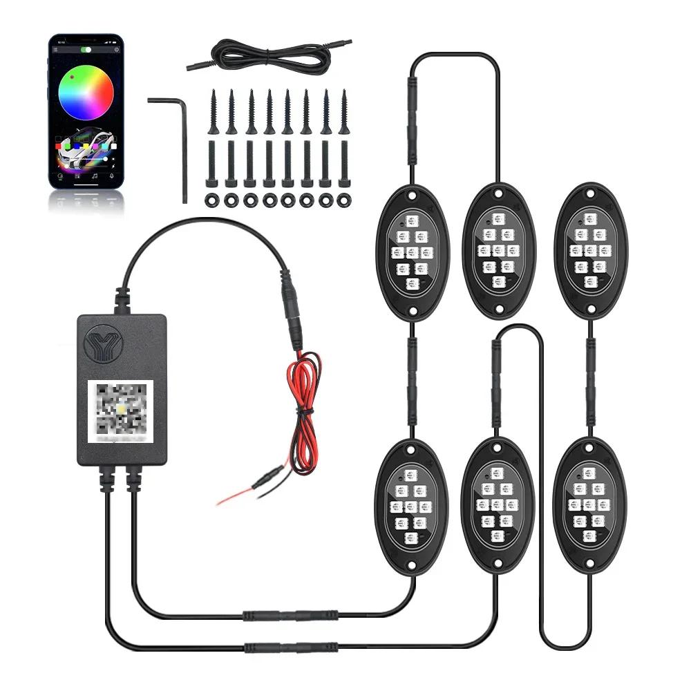RGB LED Rock Light, Neues Rock Light für LKW mit APP/Fernbedienung & Musikmodus für Pickup Off Road Jeep SV ATV UTV Autos