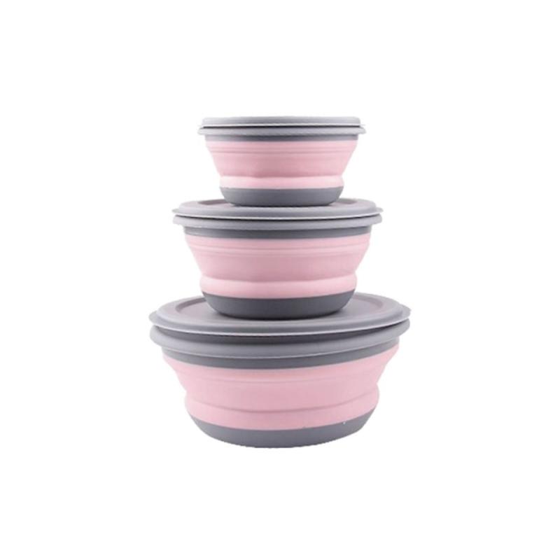 3pcsset Silicone Folding Bento Box for Kids Folding Portable Box for Adult Table Cover Container Bowl Breakfast Boxes Pink 1900₽