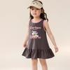 Summer Cartoon Girl Sporty Gray Tank Dress