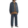 Carhartt WIP Striped Collar Single-Breasted Pocket Denim Jacket Unisex Jackets Dark-Blue CHXJKI033011M-BLA