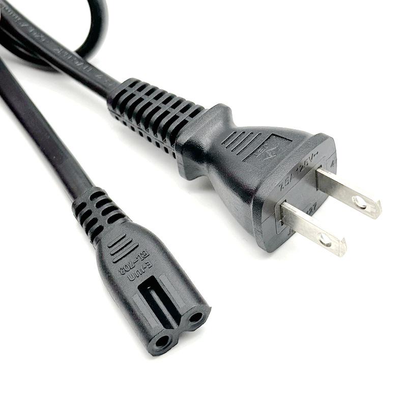 PSE Japanese 2-Pin 8-Shaped Power Cord with 90° Elbow Extension (C7 Male/Female)