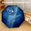 NSW Blues Logo Automatic 8‑ribs Umbrella, Custom Name Text Personalized Folding Umbrella Rain Sun Gift