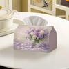 2D Flat,1pc 2D Flat, Purple Floral Romantic Dreamy Style Wedding Anniversary Valentine's Day Tissue Box, 2D Flat