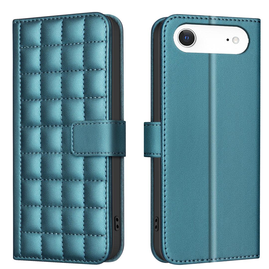 

For iPhone 17 Air Leather Case BINFEN COLOR Square Grid Wallet Stand Phone Cover Blue