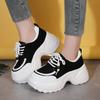 2025 New Shoes for Women Lace Up Outdoor High Quality Women Sneakers High Heels Sponge Bottom Casual Round Head Vulcanize Shoes