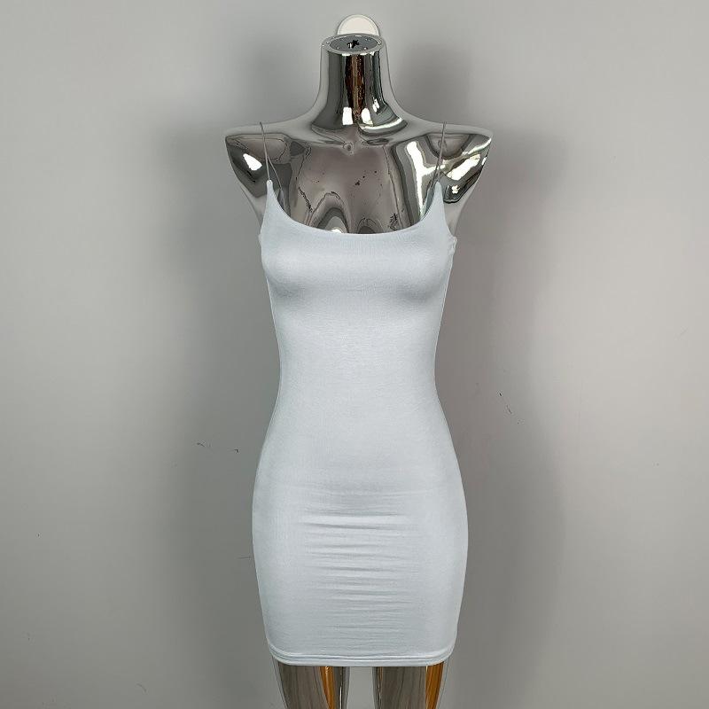 Summer Women's U-neck Dress Casual Suspender Hip Hugging Skirt Fashionable and Sexy Tight Skirt