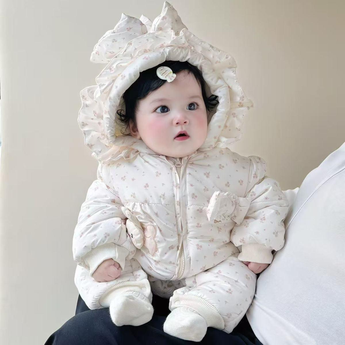 

Супер милый комбинезон для малыша с капюшоном - Плотный хлопок для осени/зимы 73 cm