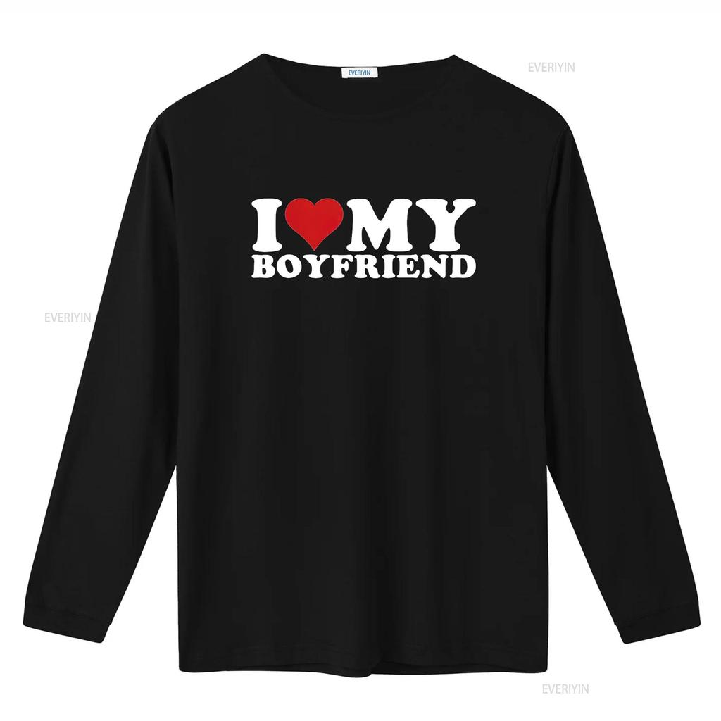 I Love My Boyfriend Heart BF T Shirt Black L Vintage Washed Designer Clothes Graphic Soft Homme Top For Everyday Wear